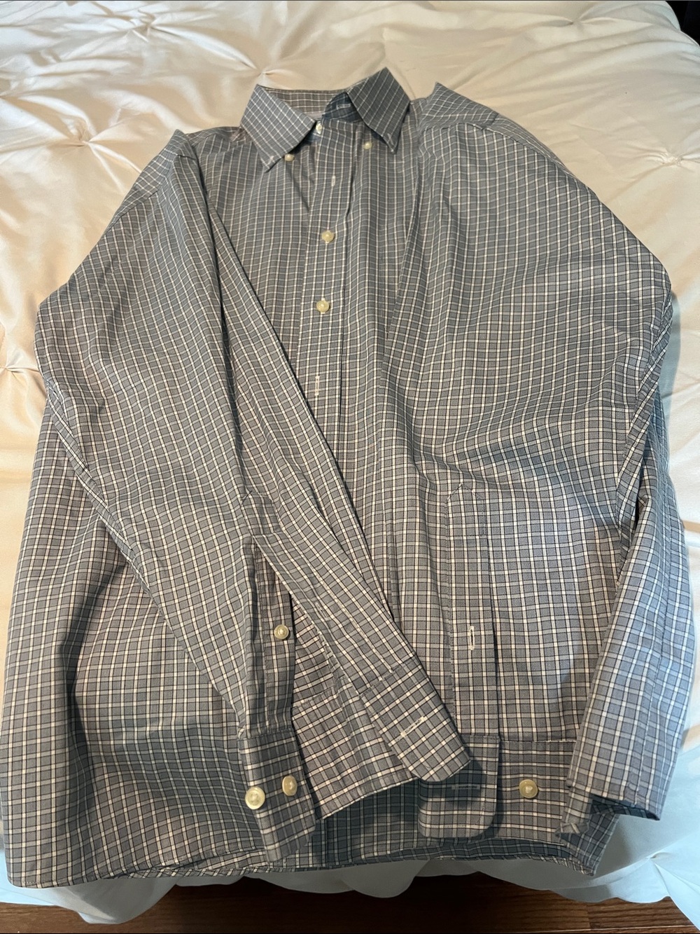 Jos. A. Bank Grey and White Windowpane Button-Down Shirt